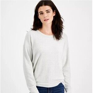 HIPPIE ROSE Juniors' Cutout Back Knit Top white Heather grey S, M, L
